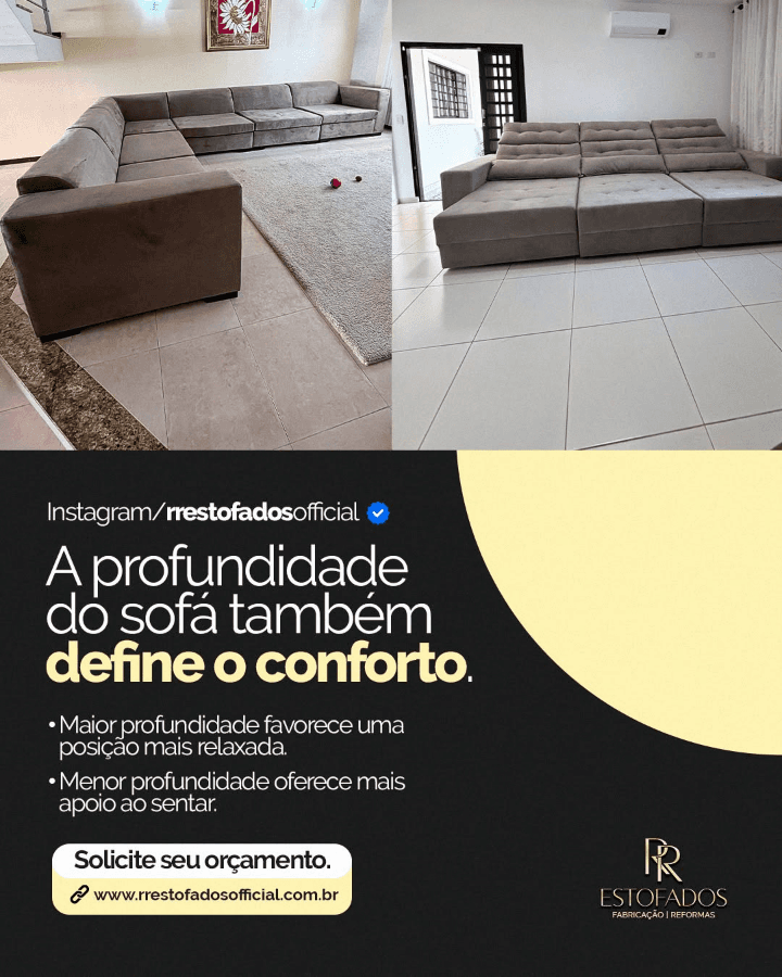 Sofás publicados pela RR em configurações de canto e com assentos estendidos